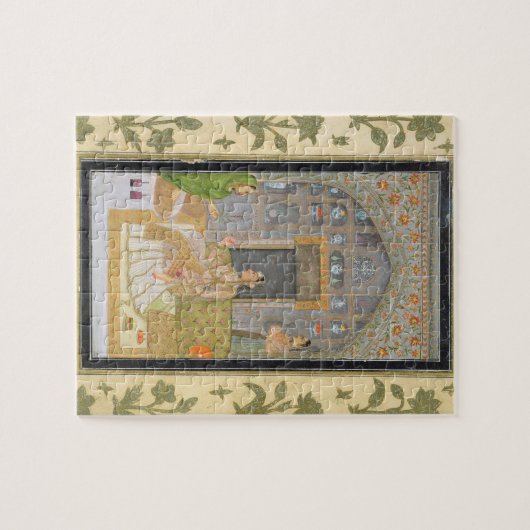 Dame gesetzt in einem Pavillon mit Begleitern, vom Puzzle (Horizontal)