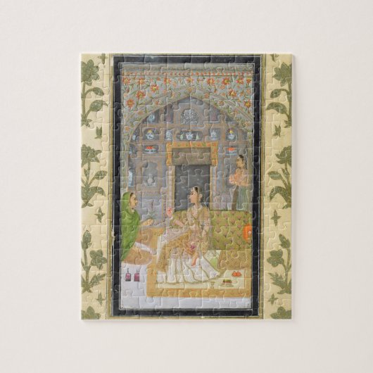 Dame gesetzt in einem Pavillon mit Begleitern, vom Puzzle (Vertikal)