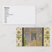 Dame gesetzt in einem Pavillon mit Begleitern, vom Visitenkarte (Vorne/Hinten)