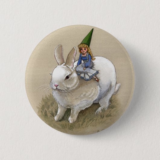 Dame Gnome und Kaninchen Button (Vorderseite)