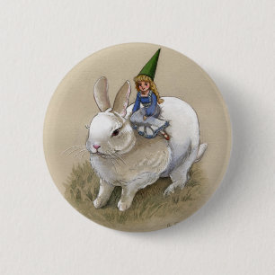 Dame Gnome und Kaninchen Button