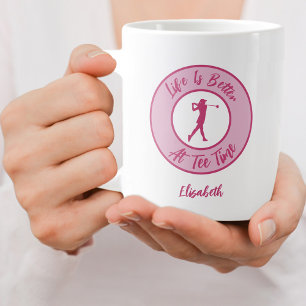 Dame Golfer Abschlagzeit Name Sport Humor Lustig R Jumbo-Tasse