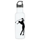 Dame Golfer Black Silhouette Trinkflasche (Vorderseite)