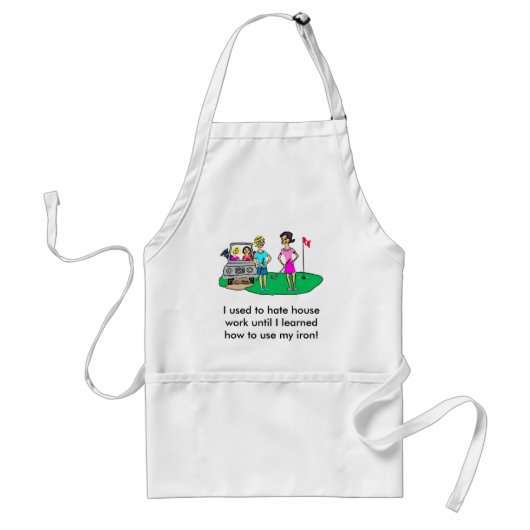 Dame Golfer Cartoon Apron Schürze (Vorne)