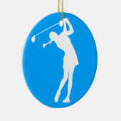 Dame Golfer Silhouette Ornament Blue (Rechts)