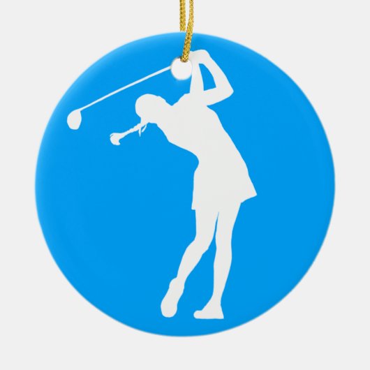 Dame Golfer Silhouette Ornament Blue (Vorne)