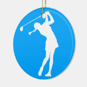 Dame Golfer Silhouette Ornament Blue (Links)