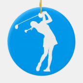 Dame Golfer Silhouette Ornament Blue (Hinten)