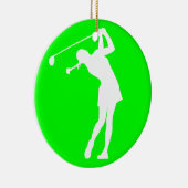 Dame Golfer Silhouette Ornament Green (Rechts)
