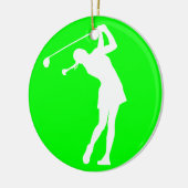 Dame Golfer Silhouette Ornament Green (Links)