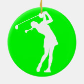 Dame Golfer Silhouette Ornament Green (Hinten)