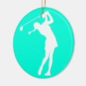 Dame Golfer Silhouette Ornament Turquoise (Links)