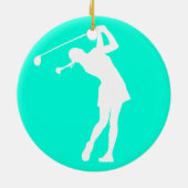 Dame Golfer Silhouette Ornament Turquoise (Hinten)