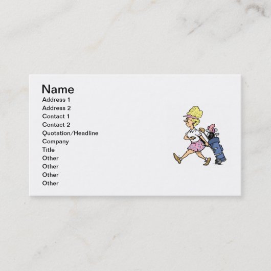 Dame Golfer Tshirts und Geschenke Visitenkarte (Vorderseite)