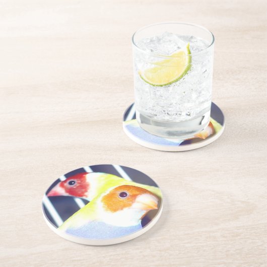 Dame Gouldian Finch Sandstein Untersetzer (Seite)