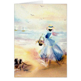 Dame im Blau auf Strand-Malerei