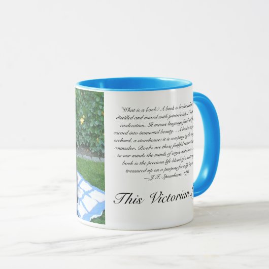 Dame im Gartenschreibensbuch Tasse (VorderseiteRechts)