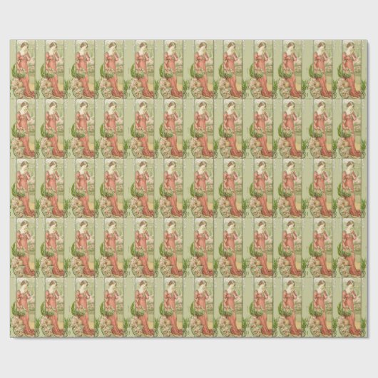 Dame im Gewächshaus mit Blume Geschenkpapier (Flach)