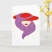 Dame im roten Hut Karte (Gelbe Blume)