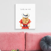 Dame im roten Kleid Leinwanddruck (Insitu (Wohnzimmer))