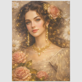Dame im Stil der goldenen Rose der viktorianischen Seidenpapier