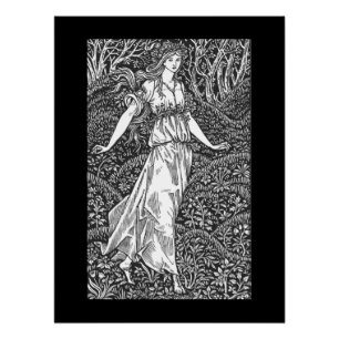 Dame im Wald Poster