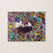 Dame in den Schmetterlingen - Bretagnespaniel-Hund Puzzle (Horizontal)