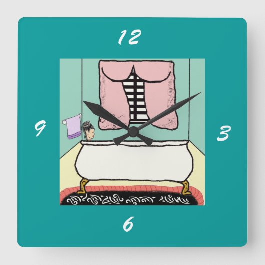 Dame in der Badewanne Wanduhr (Vorderseite)