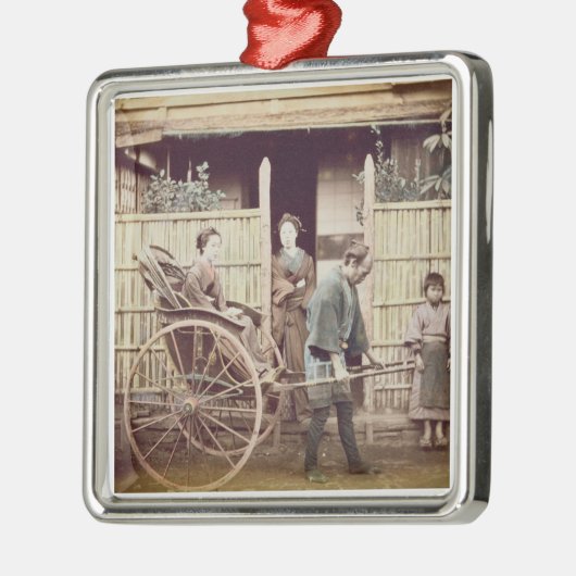Dame in einem Rickshaw, c.1890s (farbiges Foto) Ornament Aus Metall (Links)