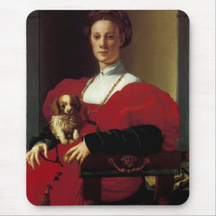 Dame in einem roten Kleid Mousepad