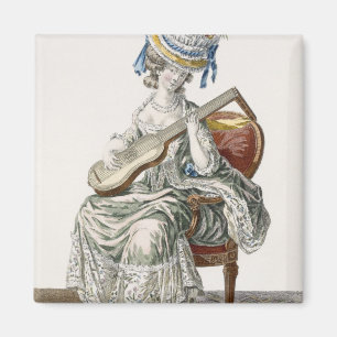 Dame in einem Schuss-Taft-Kleid getrimmt mit Magnet