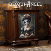 Dame in Kostüm mit Blume - Decoupage - Seidenpapier