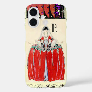 DAME IN ROT, SCHÖNHEITS-MODE-KOSTÜM-DESIGN MONOGRA iPhone 16 HÜLLE