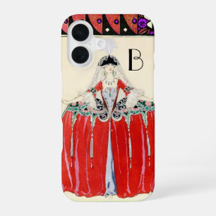 DAME IN ROT, SCHÖNHEITS-MODE-KOSTÜM-DESIGN MONOGRA iPhone 16 HÜLLE