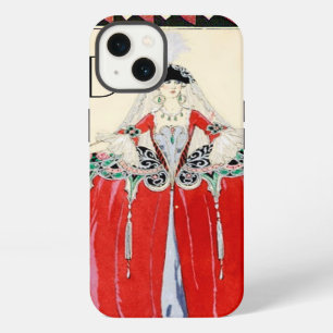 DAME IN ROT, SCHÖNHEITS-MODE-KOSTÜM-DESIGN MONOGRA iPhone 13 HÜLLE
