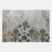 Dame in Schwarz Damast Decoupage  Geschenkpapier Set (Vorderseite 3)
