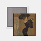 Dame in Schwarz Magnet (Vorderseite/Rückseite)