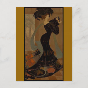 Dame in Schwarz Postkarte