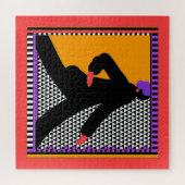 Dame in Schwarz Zickzack Rot schlendern Puzzle (Horizontal)