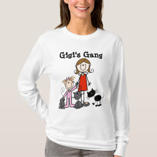 Dame, kleines Mädchen, drei Katzen T-Shirt