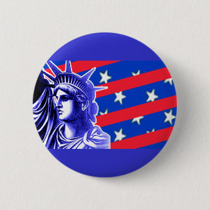 Dame Liberty in den patriotischen Farbprodukten Button