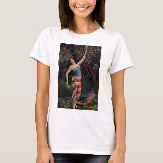 Dame Liberty In Flag T-Shirt (Vorderseite)