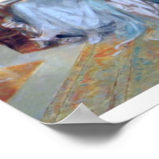 Dame liest an der Lampe. Poster (Ecke)