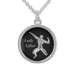 Dame Lifter Weightlifting Necklace Sterling Silberkette