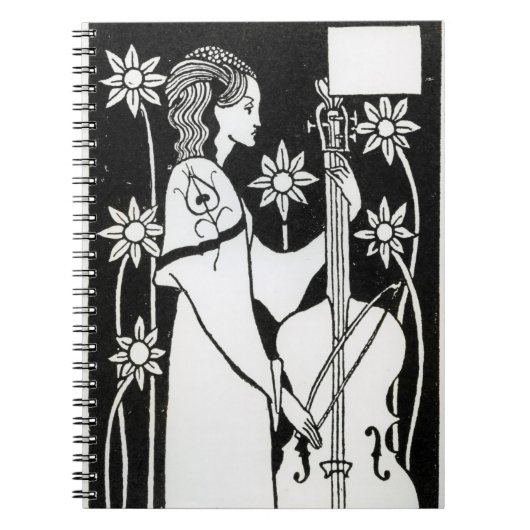 Dame mit Cello, von "Le Morte d'Arthur" ` (litho) Notizblock (Vorderseite)
