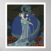 Dame mit Drache (farbige Litho) Poster (Vorne)