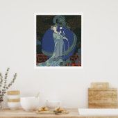 Dame mit Drache (farbige Litho) Poster (Küche)