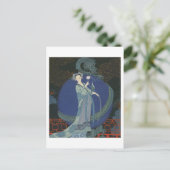 Dame mit Drache (farbige Litho) Postkarte (Stehend Vorderseite)