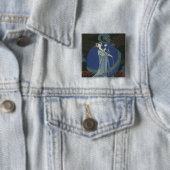 Dame mit einem Drachen (Farbelitho) Button (Beispiel)