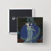 Dame mit einem Drachen (Farbelitho) Button (Vorne & Hinten)